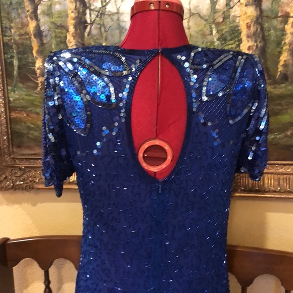 Stunning vintage Silk Studio beaded dress 10P - Picture 7 of 13